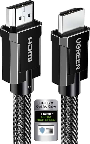 UGREEN Cabo 8K HDMI 2.1 certificado 6.6FT, cabo HDMI 10K de ultra alta velocidade 4K 240 Hz 48 Gbps HDCP 2.2 e 2.3 eARC HDR Dolby compatível para PS5 Xbox Series X Nintendo Switch Roku TV Lap