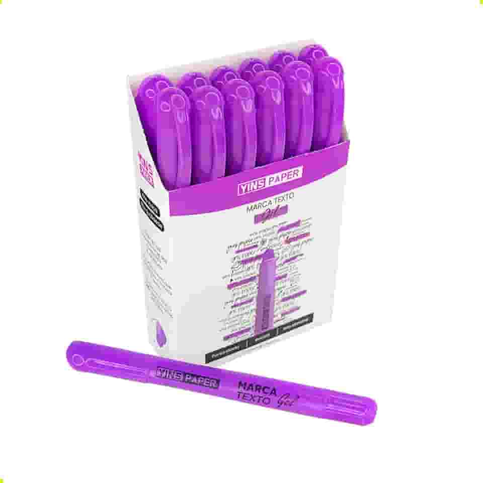 Marca Texto Gel Neon Caixa com 12 Unidades Para Bíblia Documentos Escola Não Mancha a Folha (Lilás)