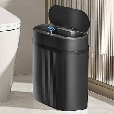 Lixeira 12 litros grande automática com sensor inteligente de aproximação para abrir e fechar (Preto-12L)