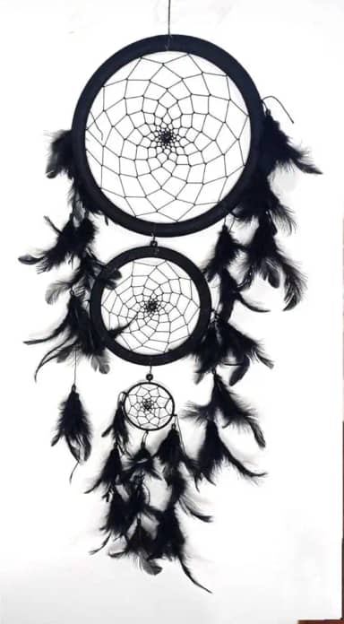 Filtro Dos Sonhos Apanhador 60 Cm Com Pena Decoração Preto