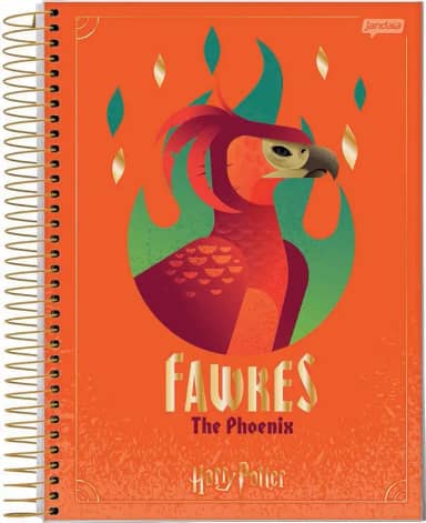 Caderno Espiral Univ CD 10 Matérias 200 Fls Harry Potter Fawkes Jandaia