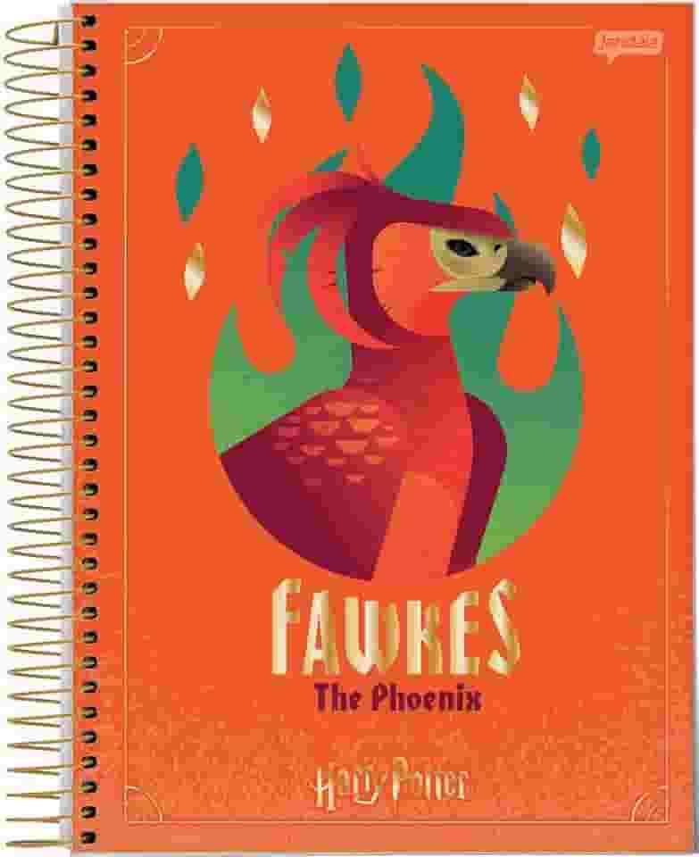 Caderno Espiral Univ CD 10 Matérias 200 Fls Harry Potter Fawkes Jandaia