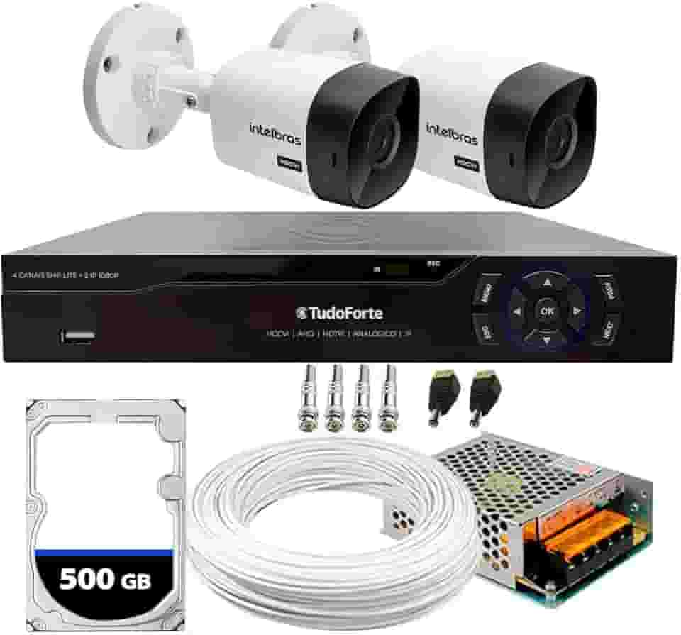Kit 2 Câmeras Segurança Intelbras 1120b Dvr 4 Canais Com Hd Completo