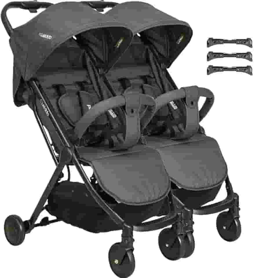 Carrinho para Gemeos Compacto Passeio Kiddo Road Melange Preto