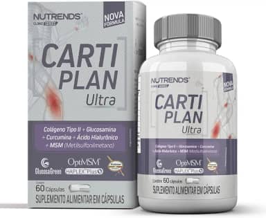 Cartiplan Ultra, Colágeno Tipo 2, Glucosamina, MSM, Curcumina, Ac. Hialurônico - Nutrends 60 Cápsulas