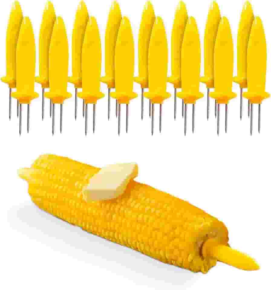 Espetos para Milho, 16 Unidades, Plástico BPA Free com Pontas de Aço Inox, 8cm, Petiscos Churrasco