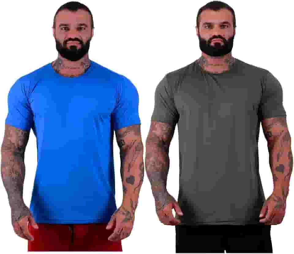 Kit 2 Camisetas Tradicional MXD Conceito Dry Fit 90% Poliéster 10% Elastano Liso