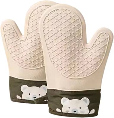 Luva Térmica De Cozinha De Silicone Proteção Para Forno e Fogão Kit Par de Luvas na cor Cinza Claro