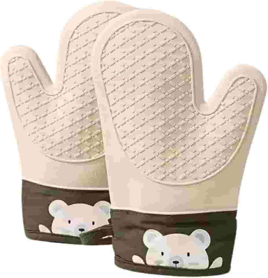 Luva Térmica De Cozinha De Silicone Proteção Para Forno e Fogão Kit Par de Luvas na cor Cinza Claro