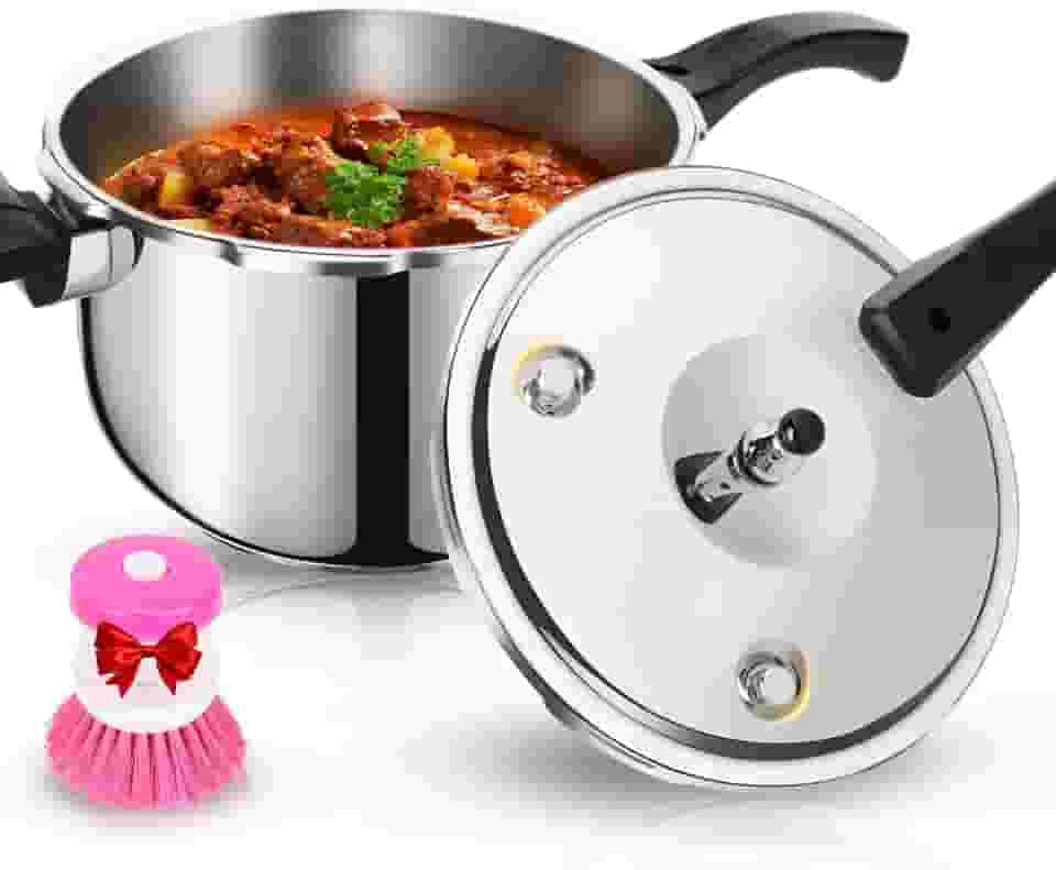 panela de pressão de aço inoxidável 10 litros, fogão de indução panela de pressão superior com dispositivos de proteção indicadores de pressão, compatível com fogão a gás e indução