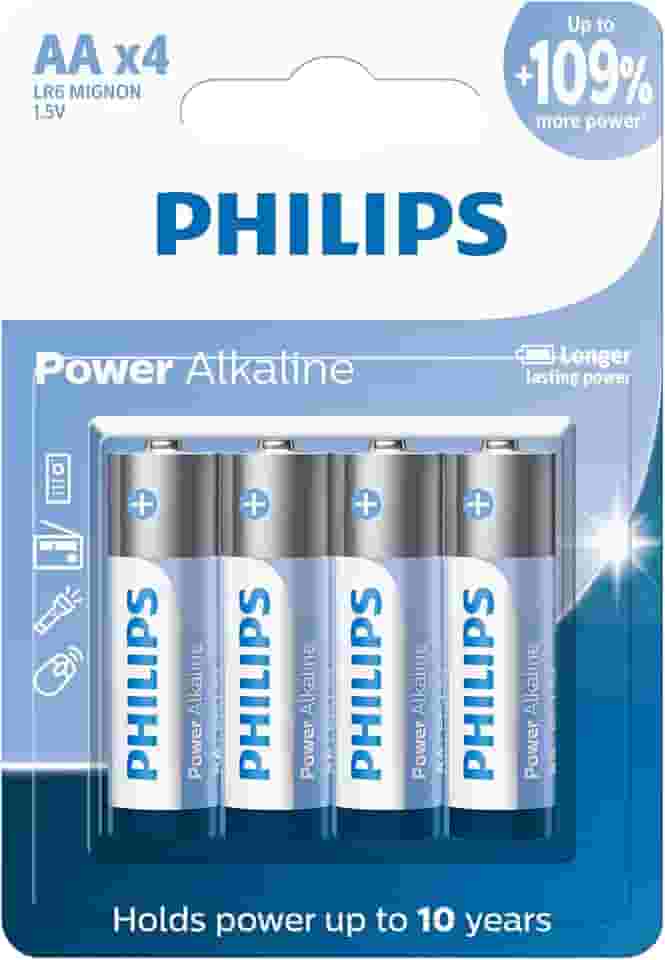 Pilha Philips alcalina AA 1.5V com 4 unidades LR6P4B/59