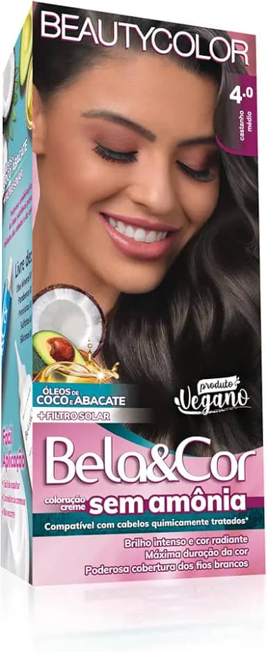 Coloração Bela&Cor Sem Amônia - 4.0 Castanho Médio