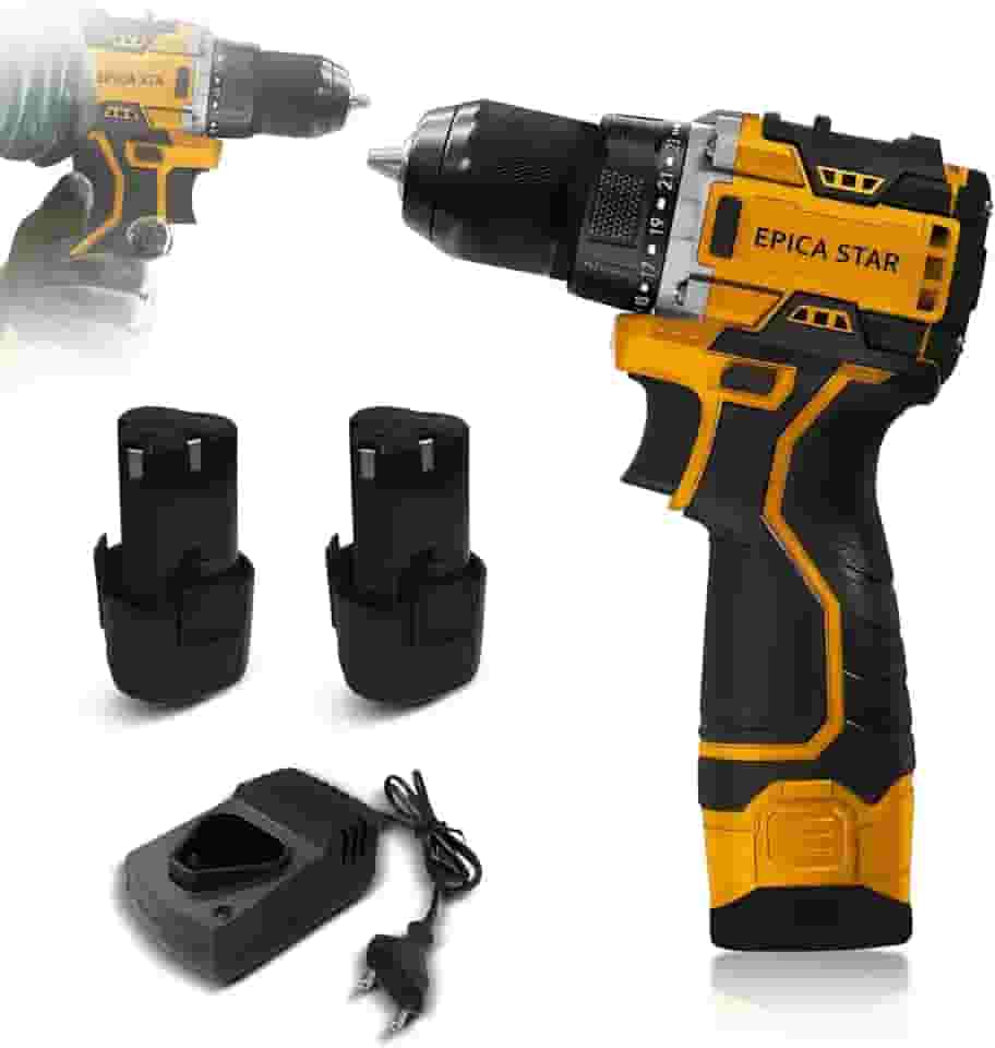 Furadeira de Parafusadeira Brushless Furadeira Elétrica 18V Parafusaadeira e Furadeira Portatil Sem Fio Impacto 2 Bateria 110V/220V