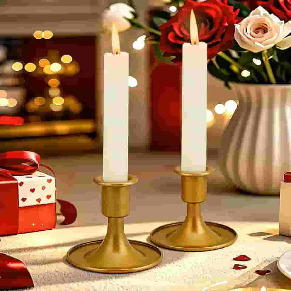 2 peças de castiçais, castiçais cônicos, castiçais dourados para mesa central, recepção de casamento, decoração festiva de Natal e Halloween