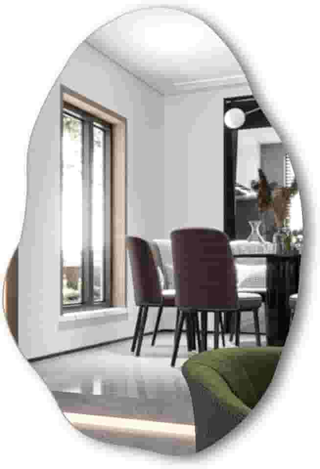 Espelho Decorativo Orgânico Lapidado 90x60 Moderno - com suporte para fixação