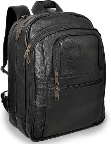 Mochila Executiva Grande De Couro Bovino Para Notebook Cor:Preto