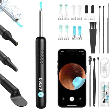 Ferramenta de Remoção de Cera de Ouvido BEBIRD - Removedor de Cera de Ouvido Atualizado R1 com Câmera 1080P, Kits Inteligentes de Remoção Visual de Cera de Ouvido com 7 Peças, 6 Luzes LED, 5 Tipos de Pontas de Substituição