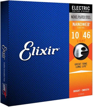 Encordoamento .010 Elixir 12052, para Guitarra Nanoweb Light
