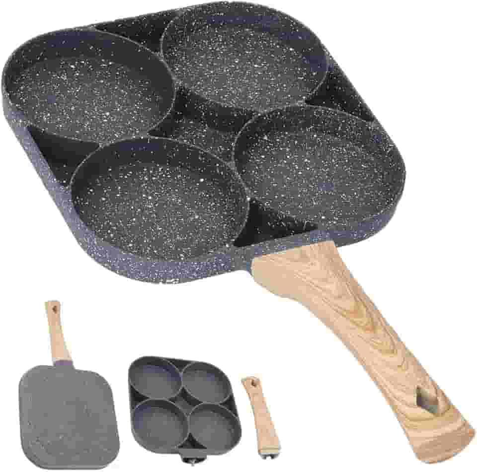 Frigideira Antiaderente 4 Em 1 Panela 4 Ovos Hamburguer Bacon Hamburguer Panqueca Carne Pedra Maifan Nao Gruda Resistente Multifuncional