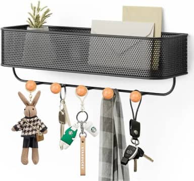 Porta Chaves Parede, Porta Chaves, Cabideiro de Parede, Suporte de Chave, Estique Organizador de Entrada, Dupla Instalação (Preto)