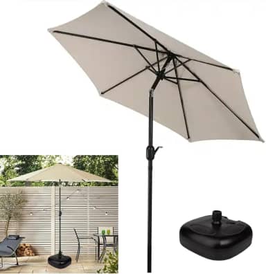 Ombrelone com Base para Piscina 2,5m Articulado Com Manivela Ipanema Bege - AMZ