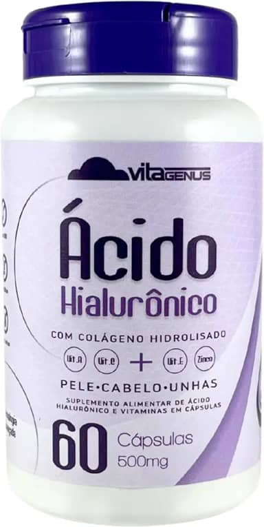 Ácido Hialurônico Colágeno Hidrolisado 60 Cápsulas Suplemento em Cápsulas VitaGenus