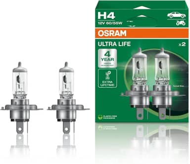 PAR LAMPADA OSRAM H4 ULTRA LIFE 3200K 12V 55W GARANTIA 4 ANOS