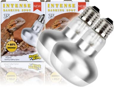 Lâmpada térmica para répteis, pacote com 2 lâmpadas de aquecimento intensas de 75 W para répteis, luz solar UVA para dragão barbudo, lagarto, lagartixa, tartaruga, lâmpada térmica de répteis