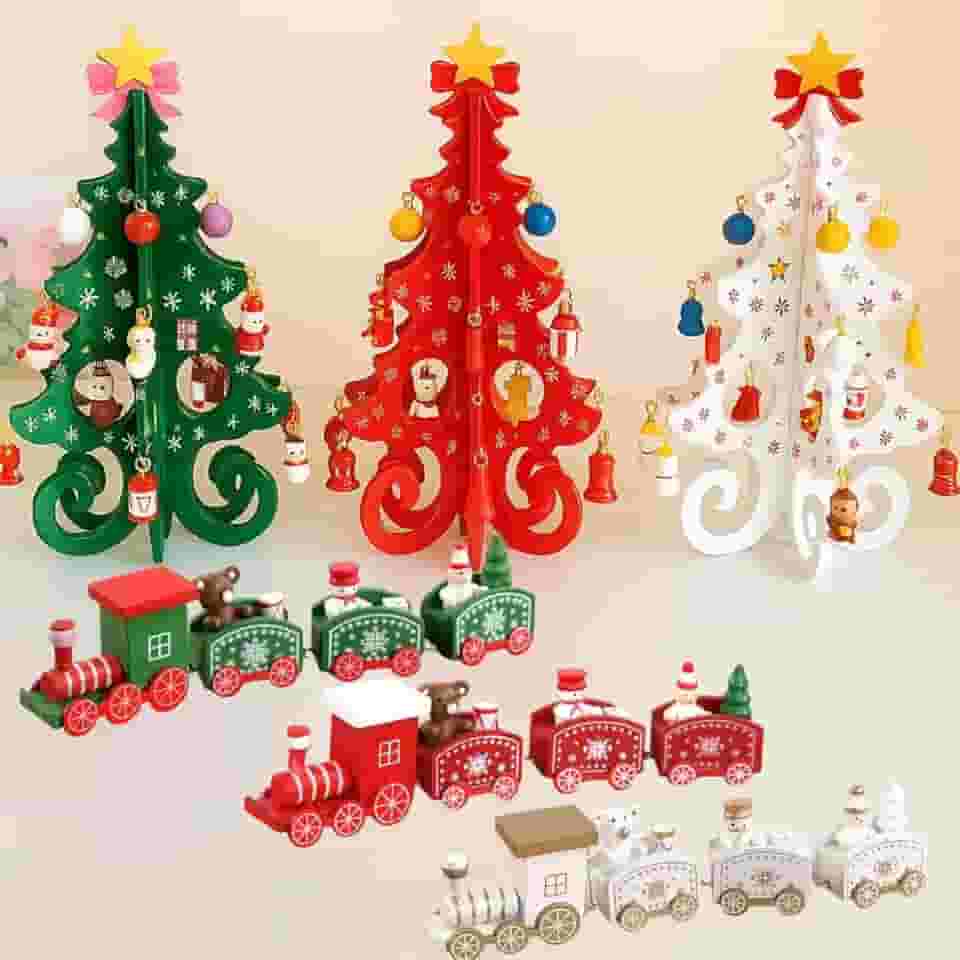 Kit Árvore De Natal Pingente E Trem Enfeite Decorativo Luxo (VERMELHO)