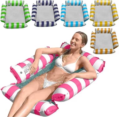 Boia Rede Piscina Cama Flutuante Deitado Reclinável Inflável