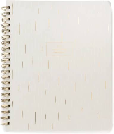 russell+hazel Planejador espiral semanal branco e dourado em "Birr", calendário de 15 meses, 21,5 x 28 cm