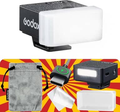 Godox iM20 com difusor GODOX Flash carregamento USB-C, flash de câmera GN 12, com 5 níveis de potência do flash, 440 flashes de energia total, mini flash para Sony zv1/Sony zve10/Ricoh gr3/Fuji f1【não