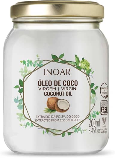 Inoar, Óleo de Coco Extra Virgem, Hidratação Profunda, Força e Nutrição para Todos os Tipos de Cabelos, Vegano e Botânico - 200ml