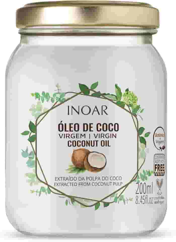 Inoar, Óleo de Coco Extra Virgem, Hidratação Profunda, Força e Nutrição para Todos os Tipos de Cabelos, Vegano e Botânico - 200ml
