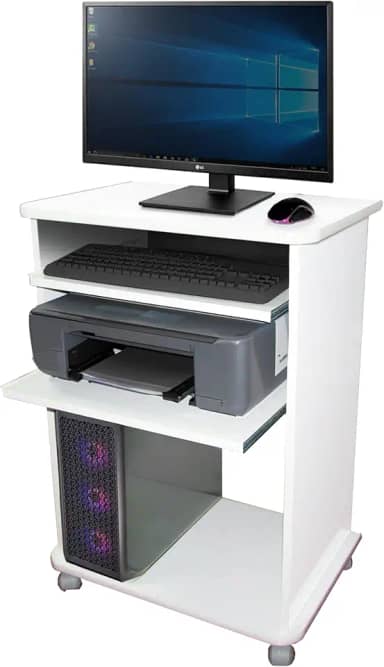 Escrivaninha Mesa para Computador com 2 Prateleiras Deslizantes – Design Moderno e Funcional, Ideal para Escritório e Home Office (Cor Branca)