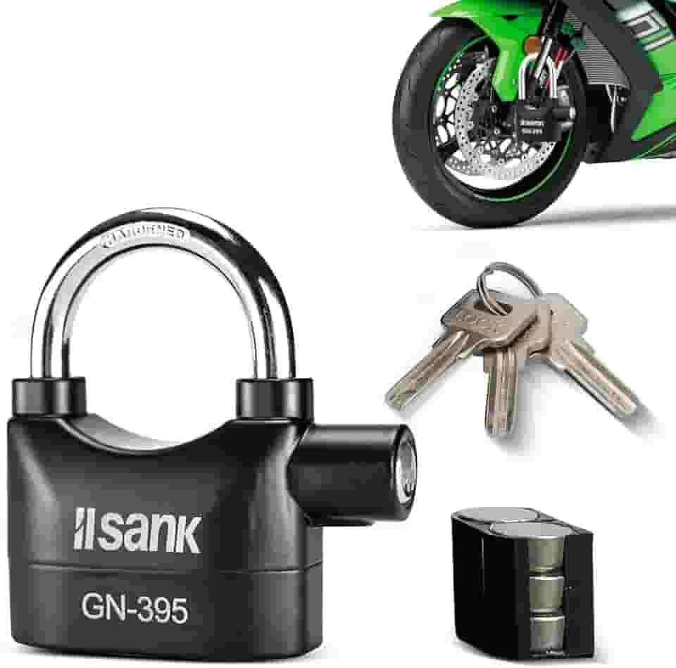 Cadeado Para Bicicleta Moto, Cadeado Bicicleta, Som de Alarme de 110 dB, Sensor de Movimento, 3 Chaves, Bateria tipo botão, Trava de Alarme Inteligente (Versão curta)
