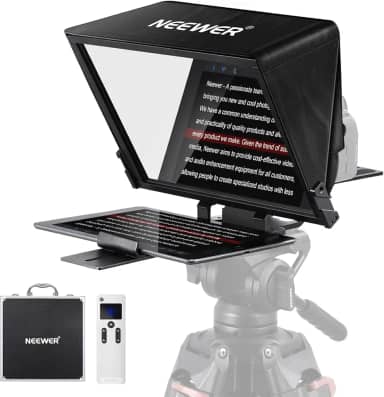 NEEWER Teleprompter X14 Pro com controle remoto RT-110 e controle de aplicativo (conexão Bluetooth via aplicativo de teleprompter mais recente), portátil de 14 polegadas, sem montagem, compatível com