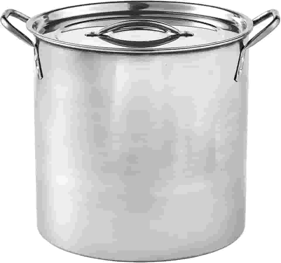 IMUSA Panela de aço inoxidável de 16 litros com tampa, panela grande para sopas, frutos do mar ferventes, massas, ensopados e refeições em família