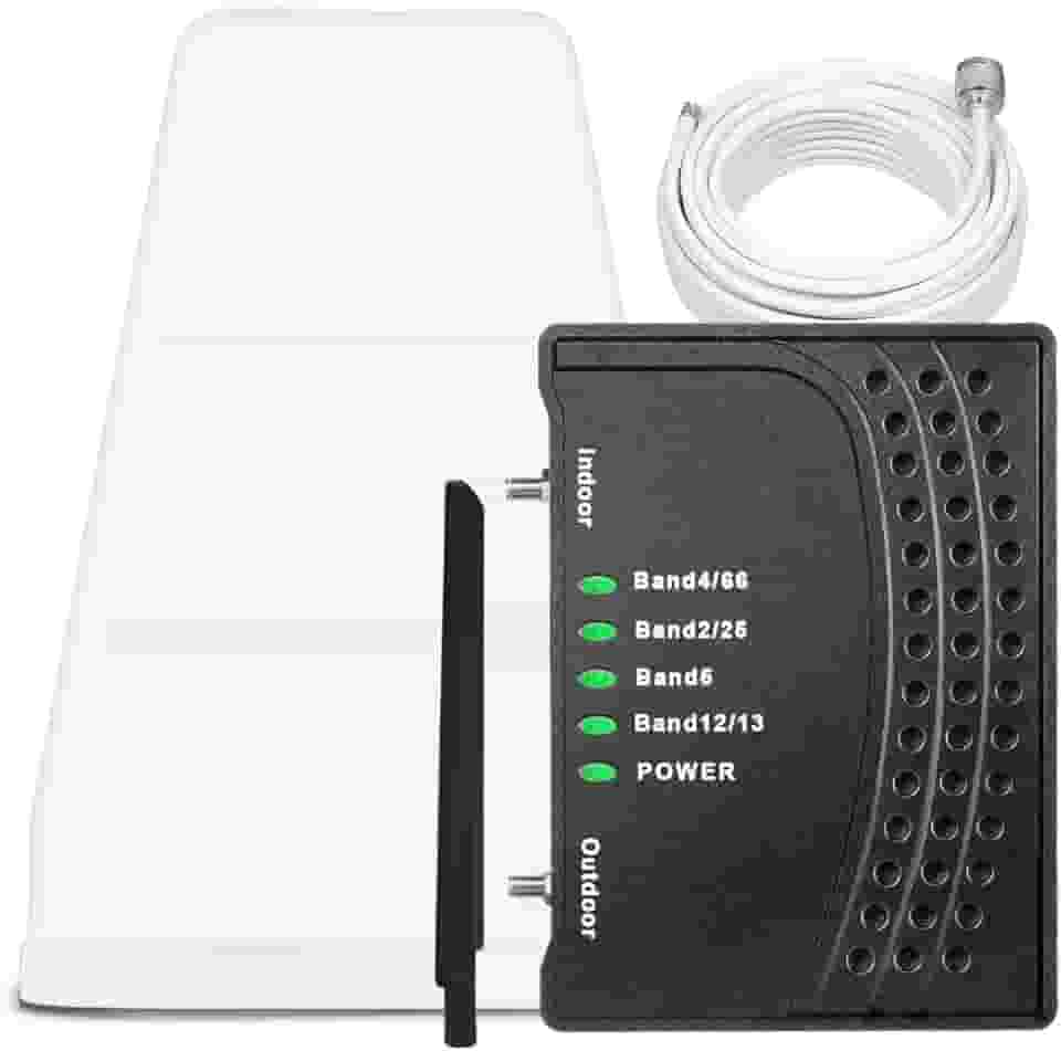 Amplificador de celular para casa e escritório, até 2.000 pés quadrados, amplificador de sinal de celular com banda 66/25/2/4/5/12/13/17, Boost 5G 4G dados para todas as operadoras dos EUA Aprovado