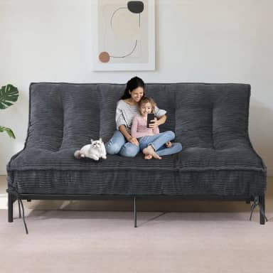 Colchão Futon Queen de 20,3 cm, futons grossos, sofá-cama, sofá-cama, colchão de chão para adultos, tapetes dobráveis dobráveis, enchimento de espuma desfiada, médio firme (moldura não