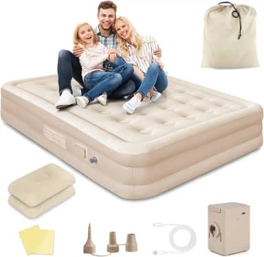 Colchão Inflável Casal, 200x152x40 cm Colchao Inflavel com Bomba de ar Elétrica Recarregável Embutida, com Inflação e Deflação Rápidas e Automáticas, Colchao Inflavel Casal com Bomba