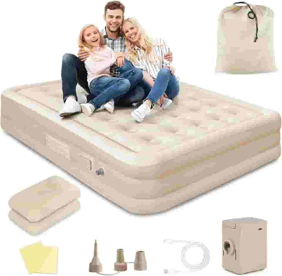 Colchão Inflável Casal, 200x152x40 cm Colchao Inflavel com Bomba de ar Elétrica Recarregável Embutida, com Inflação e Deflação Rápidas e Automáticas, Colchao Inflavel Casal com Bomba