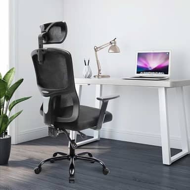 Cadeira Ergonômica 3D Reclinável - Apoio de Cabeça e Braços Ajustáveis, Capacidade 150kg (Preto)