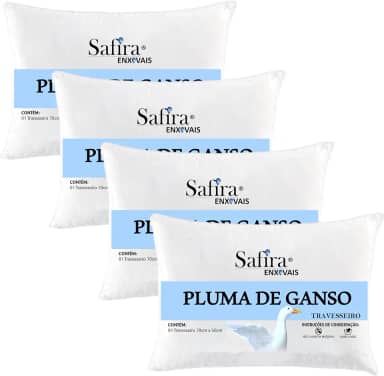 Travesseiro pluma de ganso kit 4 un. antialérgico anti ácaros sintética branco com desenvolvimento ecológico 100% vegano