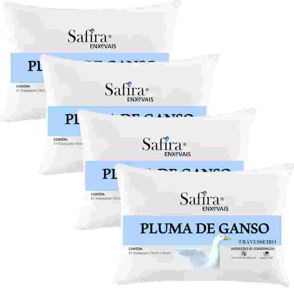 Travesseiro pluma de ganso kit 4 un. antialérgico anti ácaros sintética branco com desenvolvimento ecológico 100% vegano