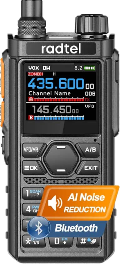 Radtel RT-910B Multi-Band Ham Radio Walkie Talkie portátil, rádio amador de 6 metros com 960 canais, rádio bidirecional Am/FM, carregamento tipo C, scanner espectral (versão Bluetooth)