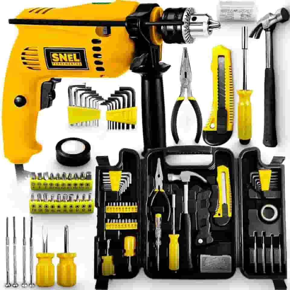 Kit Completo Parafusadeira e Furadeira 200 pçs Ferramentas Profissionais, maleta de acessorios completa