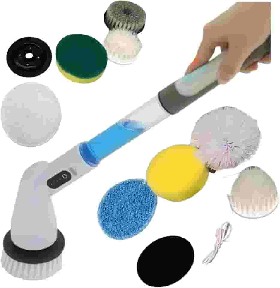 Escova De Limpeza Eletrica Giratória Multiuso 9 em 1 Recarregável com Dispenser