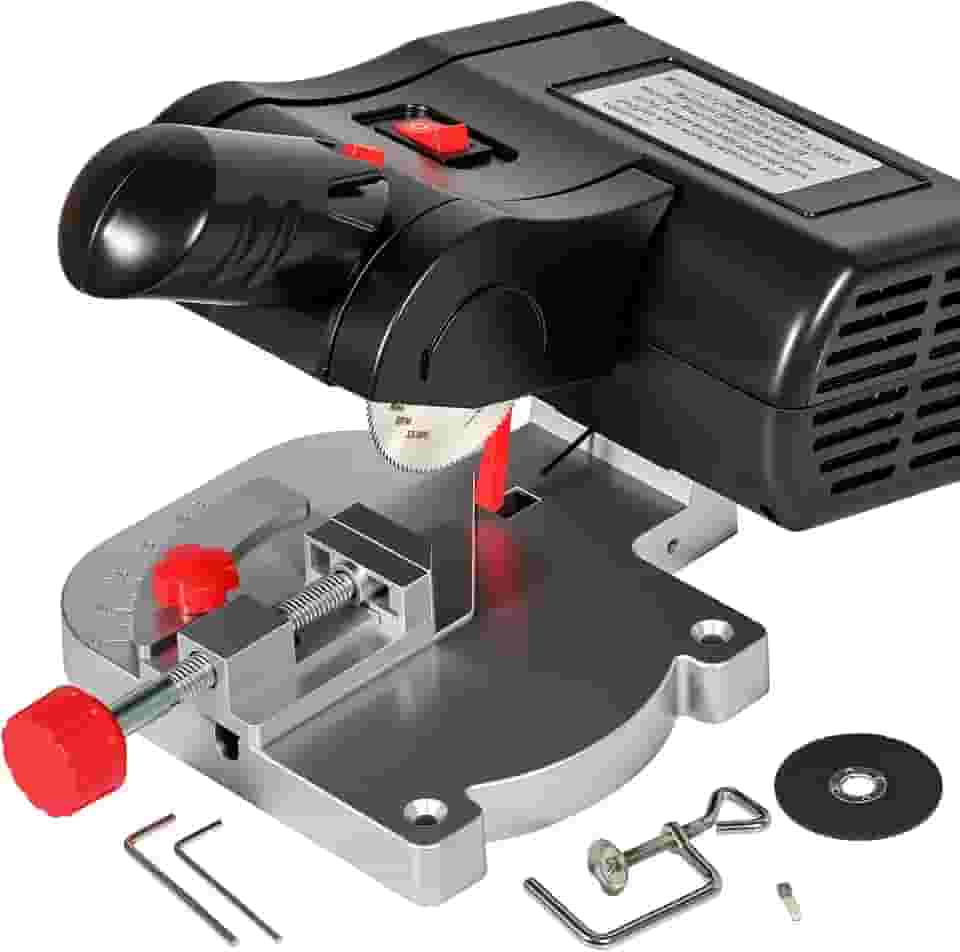 Mefape Mini Serra De Esquadria Elétrica Mesa, Corte Bancada, Ângulo Máximo 45 Graus Com Medidor Ajustável, Ferramentas Faça Você Mesmo Para Artesanato, Cortador Madeira E Metal Em Miniatura