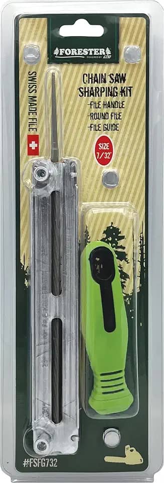 FORESTER Kit de arquivo de motosserra - Guia de arquivo + alça - Afiador de lâmina de motosserra redonda de 20 cm - Ferramenta de afiação de serra de corrente de 3/40.6 cm, arquivo de motosserra de 7